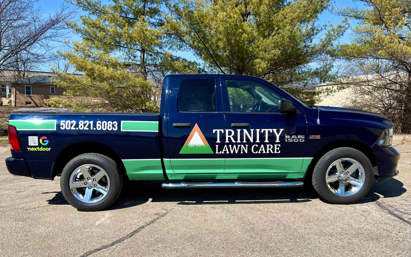 Image of a wrapped Ram 1500 from Trinity Lawn Care