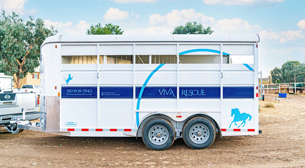 Image of a wrapped trailer from Viva Rescue.