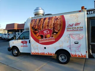 Image of a wrapped soul food bbq truck