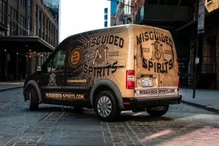 Image of a wrapped van from Misguided Spirits