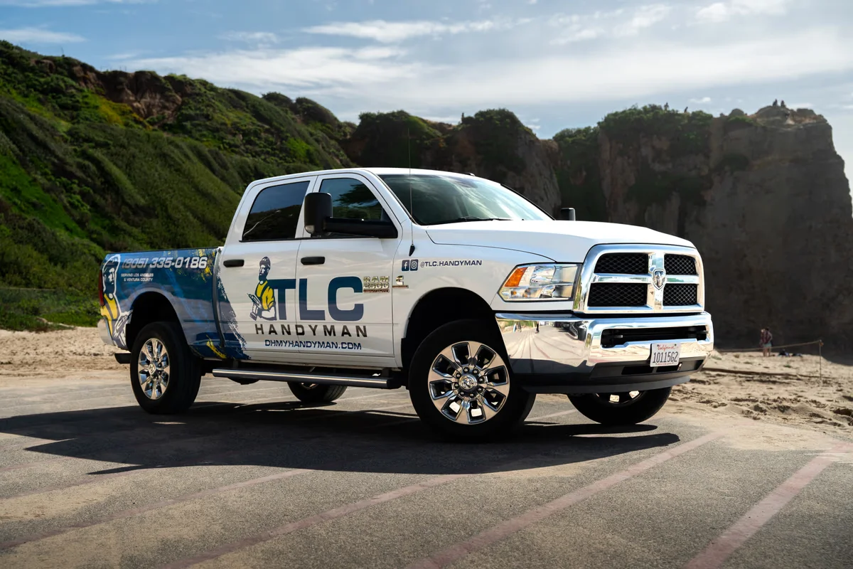 Business wrap example - TLC Handyman truck with branded vehicle wrap