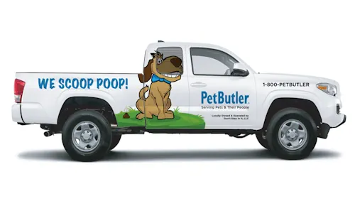 Scooping truck wrap for Pet Butler with spot graphics