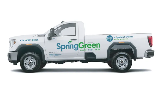 Irrigation truck graphics for Spring green