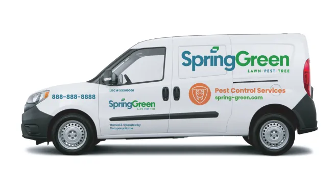 Pest control van graphics for Spring green